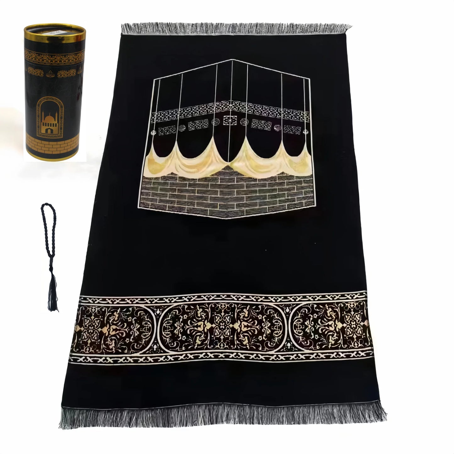 Muslim Prayer Rug & Beads Gift Set
