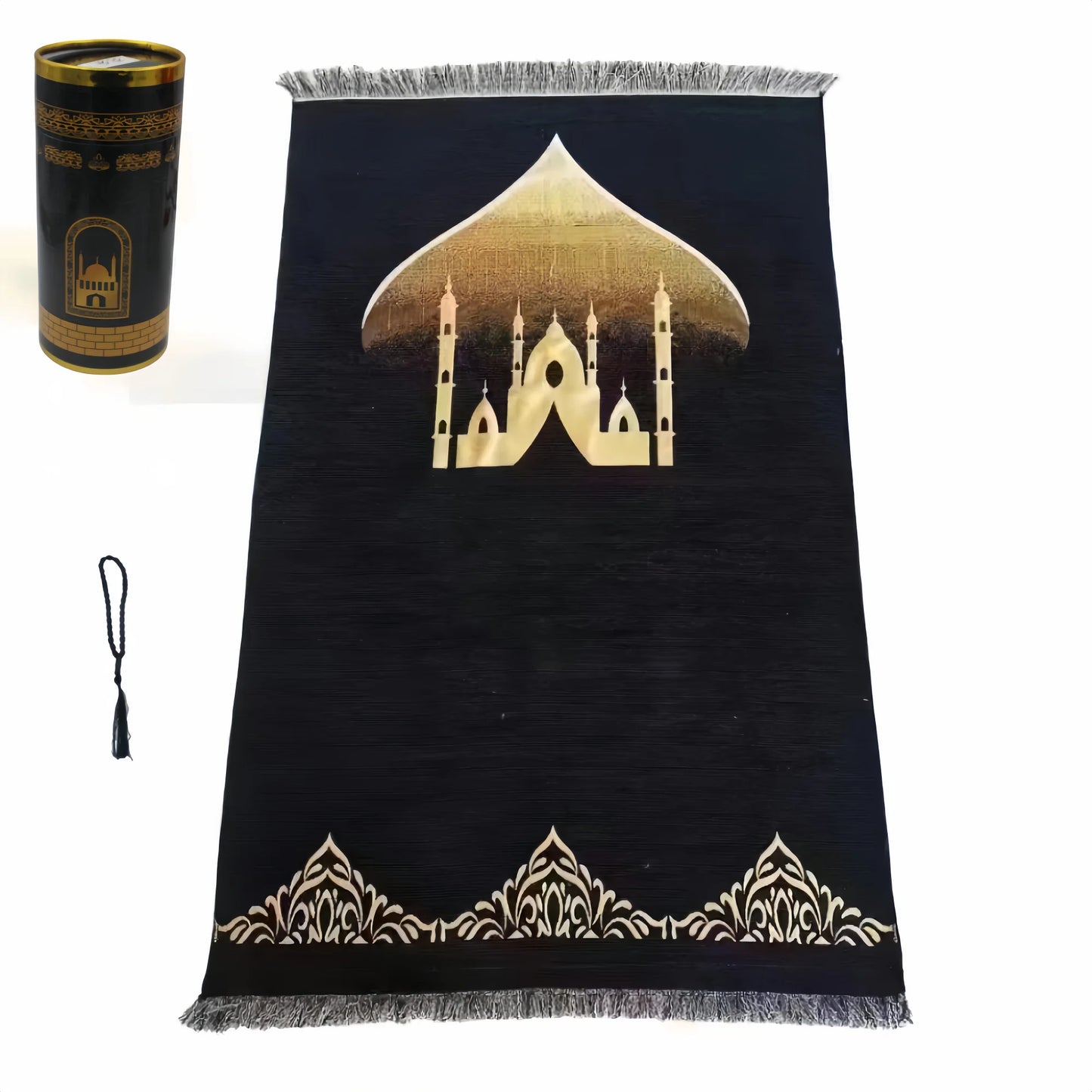 Muslim Prayer Rug & Beads Gift Set