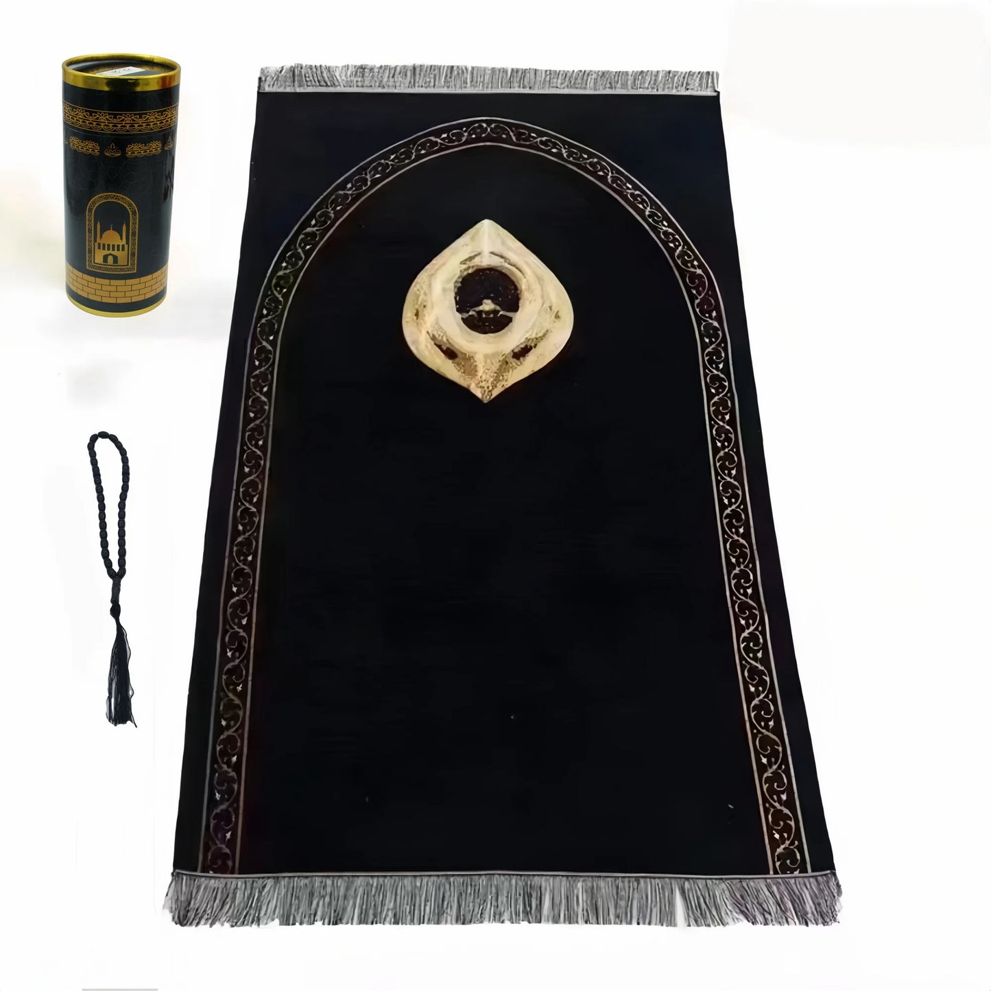 Muslim Prayer Rug & Beads Gift Set