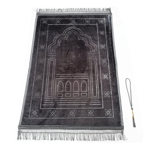 Large Thick Muslim Prayer Mat with Tasbih